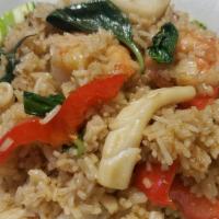 Basil Fried Rice · Basil fried rice. Stir-fried rice with your choice of meat, green chili, red bell, pepper, a...
