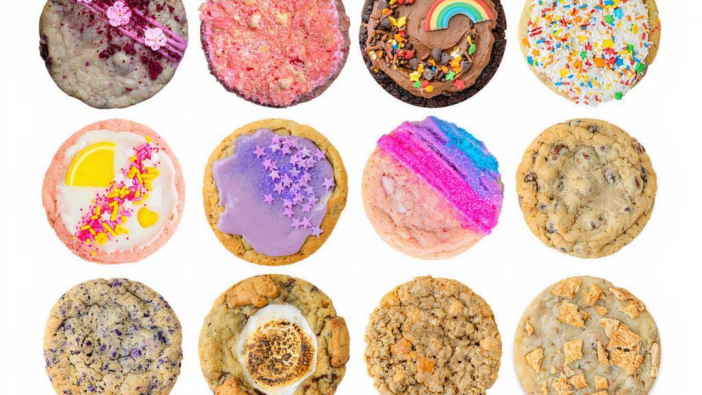 Dozen Box - All The Flavors · Twelve cookies. One of each flavor we currently have available (pictured cookies not guaranteed). Limit of 2 dozen.