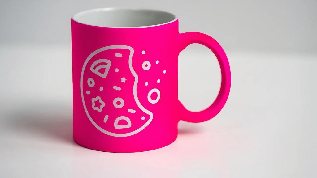 Pink Door Cookies Mug · Hot pink, matte finish. Feels expensive.