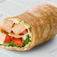 Chicken Caesar Wrap · Whole Wheat Wrap, Chicken, Asiago cheese, lettuce, tomato & Caesar dressing with your choice...