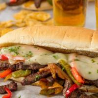 8 Oz. Ny Deluxe Philly Steak · Mushrooms, green peppers, lettuce, grilled onions, tomatoes, mayonnaise and American cheese.