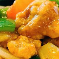 Admiral Jack'S Favorite Chicken · Hot and spicy. Fried chicken with pineapple, onion, carrot, green pepper in special tangy sa...