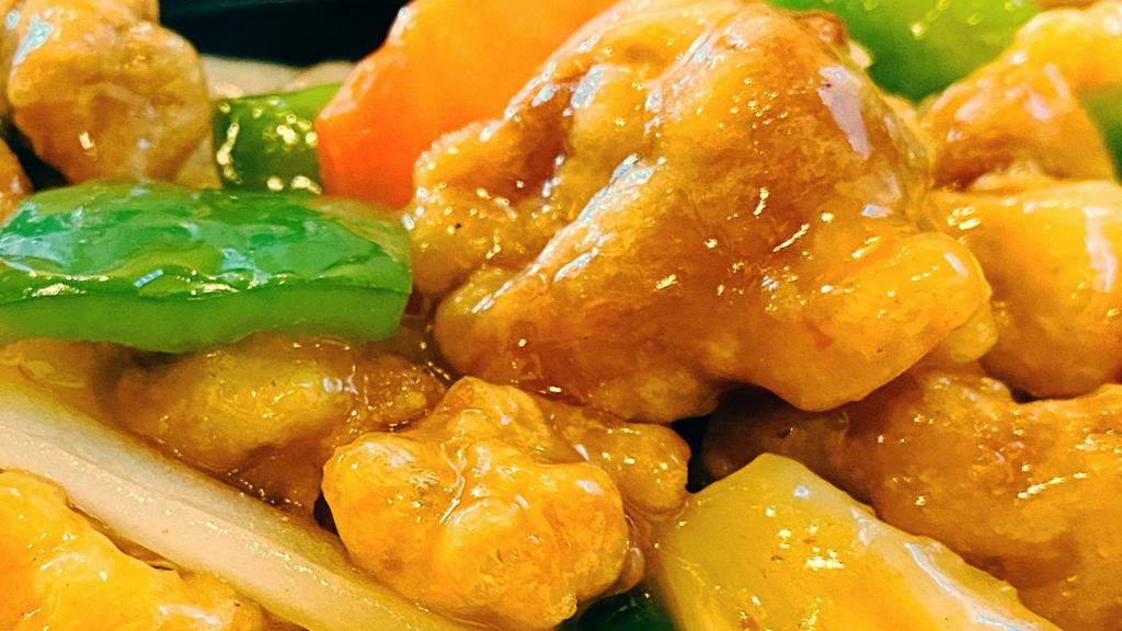 Admiral Jack'S Favorite Chicken · Hot and spicy. Fried chicken with pineapple, onion, carrot, green pepper in special tangy sauce.