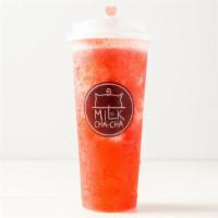 Fresh Strawberry Tea · Fresh fruit blended with Organic jasmine green tea into a smoothie/icee texture