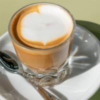 Cortado · Double shot espresso with steamed milk, 6oz.