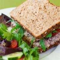 Tuna Salad Sandwich · Multigrain toast, tomato, arugula, celery, mayo & creole mustard.