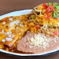 El Lopez · Two cheese enchiladas, crispy beef taco, guacamole taco, mexican rice and 2x frijoles - no s...