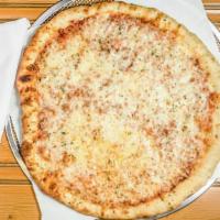 Large Cheese Pizza · Freshly made dough and sauce baked.