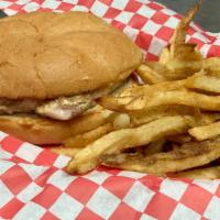 El Poncho · Seasoned grilled chicken breast on a toasted kaiser roll. Served with a side of hand-cut fri...