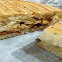 Southwest Chicken Bacon Panini (Hot) · Grilled chicken, bacon, Swiss cheese, and our chipotle ranch on focaccia.