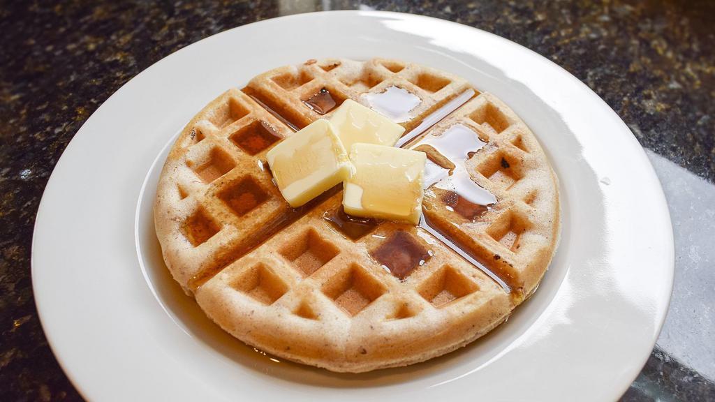 Belgian Waffle · Butter, maple syrup .