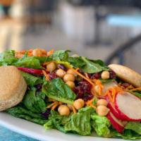 Salata Salad (Lunch) · Crisp romaine and organic mixed greens, chickpeas, dried cranberries, radishes, and shredded...