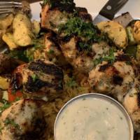 Chicken Kebab Platter (Lunch) · Kebab skewer marinated in various mediterranean spices, then char-grilled to order and serve...