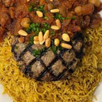 Kufta (Lunch) · Middle eastern style minced beef and lamb patty with fresh herbs and spices, grilled and ser...