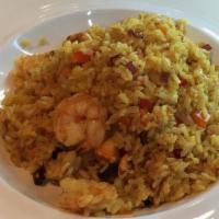 Classic Fried Rice With Shrimp · Stir-fried rice with eggs, onions, scallions and carrots.