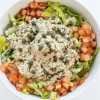 T U N A  S A L A D · Tuna salad mix, on
romaine lettuce