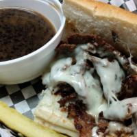 French Dip · Our house-roasted roast beef, melted provolone and au jus for dipping.