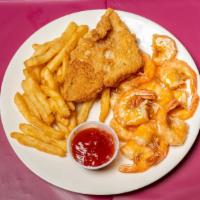Seafood Platter · Two piece fried fish, shrimp, french fries.