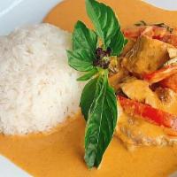 Red Curry · Basil and red bell peppers in coconut milk.