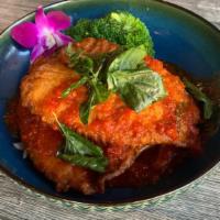 Fried Fish · (Spicy) Fried tilapia filet topped with choice of sauce – three flavors chili sauce or choo ...