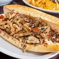 Mushroom, Onion & Pepper Steak 1/2 Lb. Steak · 12 inch  MOP--Mushrooms, Onions, and Peppers-Add your cheese on a Philidelphia hoagie