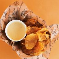Smoked Salt Chips And Dip · smoked salt chips with a choice of dip