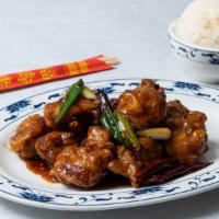 General Tso'S Chicken · Spicy. Chunks of battered white meat chicken tossed in a wok with signature general Tso's sa...