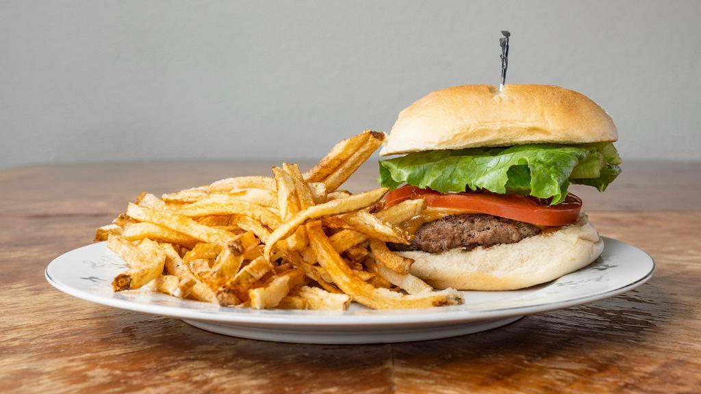 Union Burger · On a toasted bun, grilled lean beef patty. melted cheddar cheese, seasoned tomato, crisp lettuce, with your choice of house dressing, or spread.