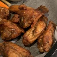 Pub'S Famous Jumbo Chicken Wings · Mild, hot, pub hot, Caribbean, bbq, . Served fried with carrots, celery sticks and your choi...