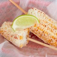 Elote · Mexican street corn on the cob. Comes with mayo, cheese and chile powder.