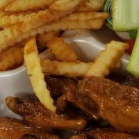 Memphis Gold Wings · Comes with fries, drink, celery, carrots, and choice of dressing.