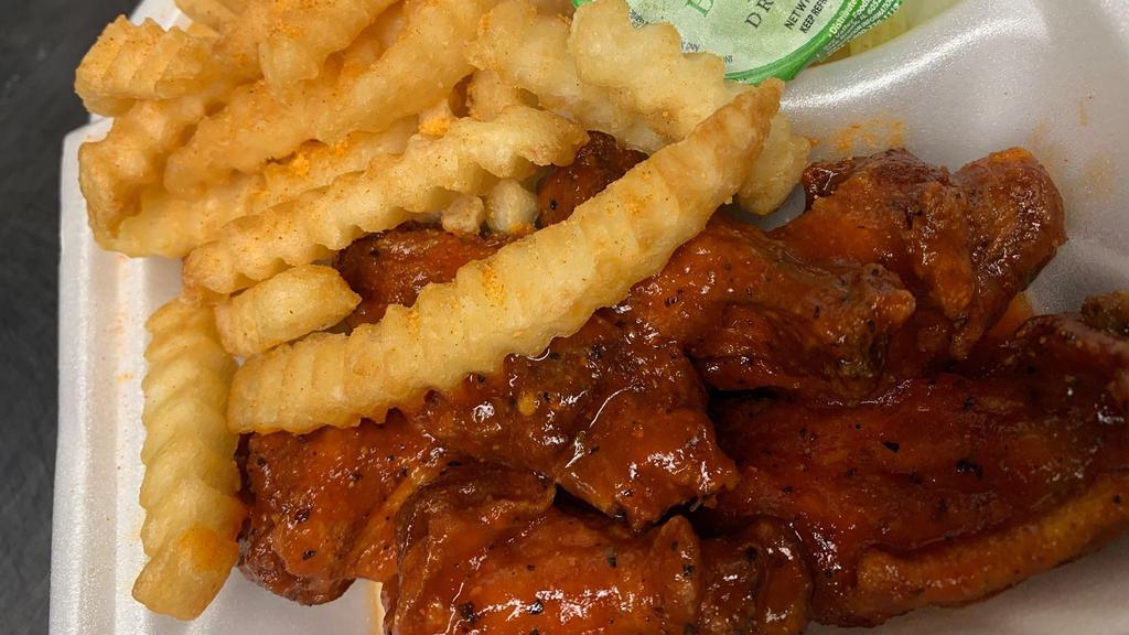 Buffalo Wings · Comes with fries, drink, celery, carrots, and choice of dressing.