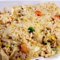 Thai Fried Rice Wirh Shrimp · Stir fried rice with eggs, onions & pea and carrots with your choices of protein.