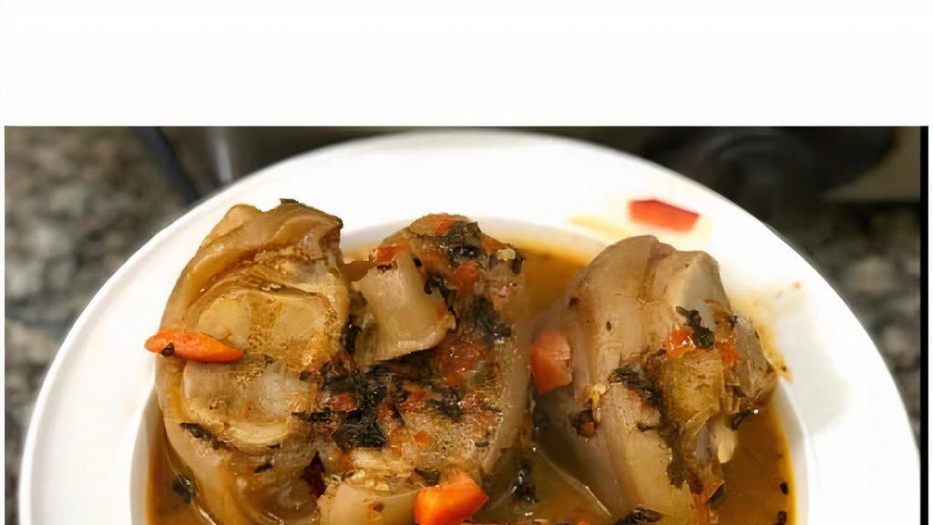 Cow Feet Soup · Our cow feet comes with fufu or by itself.