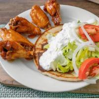 Gyro Sandwich And Wings (4 Pcs) With Drink · serve it with 4 wings and drink