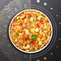 You'Re So Pine Fried Rice · Stir fried rice with egg, pineapple, cashew nut, onion, scallion and tomato.