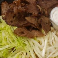 Gyro Bowl. Rotisserie Beef&Lamb · Gyro meat, Beef&Lamb or Chicken, with veggies over rice. No bread