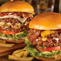 Southern Burger · Char-grilled Angus beef topped with smoky applewood bacon, barbeque sauce, American cheese, ...
