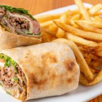 Steak Philly Wrap · Grilled with onions, green peppers, and mushrooms, shredded mozzarella cheese, mayonnaise, r...
