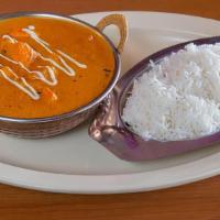 Chicken Tikka Masala · Boneless. Lightly broiled chicken cooked in a  savory tomato sauce, onions, and butter. Serv...