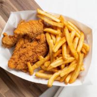 4 Piece Chicken Finger Basket · Served with Fries and 1 dressing