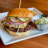 Local Burger · Lilly Den Farms Beef, Chapel Hill Creamery Cheese, Iceberg, Tomato, Onions, House Pickles, P...