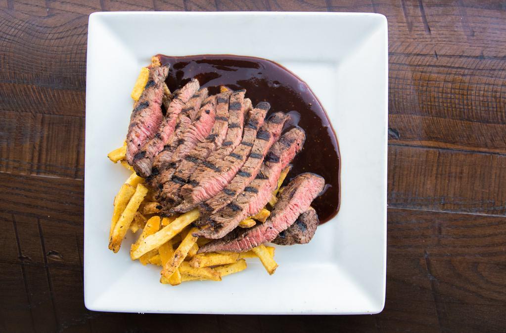 Steak Frites · Marinated 8 oz Top Sirloin Steak, Siracha Steak Sauce, Hand-Cut Fries