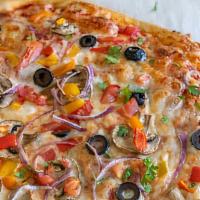 Vegetarian( 12'') · Fresh tomato, mushrooms, green peppers, onions and black olives.
