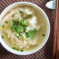 Wonton Soup · Chicken wontons in clear broth.