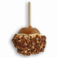 Snickers Apple · Granny Smith apple, chopped Snickers candy pieces, drizzled with milk chocolate