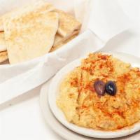 Hummus · Dip made with chickpeas and herbs, served with pita.
With Gyro on top $7.99