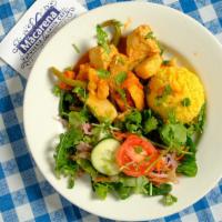Isabela’S Mayan Chicken · Chunks of organic chicken breasts, potatoes, carrots, & string beans in pungent Mayan spice ...