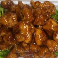 General Tso'S Chicken · Hot and spicy. Chunk of chicken bread & deep fried in an amazing sweet spicy sauce bedded wi...