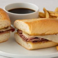 French Dip · Premium Roast Beef with melted Swiss cheese on a grilled hoagie roll served with traditional...